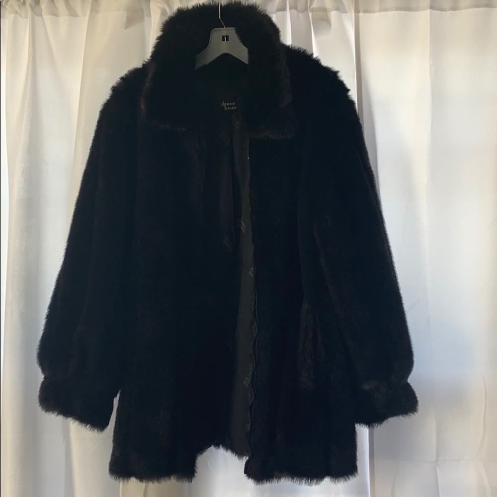 Black faux fur coat